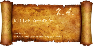 Kulich Artúr névjegykártya